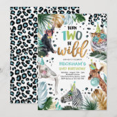 Twee Wilde Safari Dieren 2e Jongen Birthday Party Kaart (Voorkant / Achterkant)