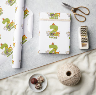Twee Wilde Safari Dieren 2e Verjaardag Aangepaste Cadeaupapier