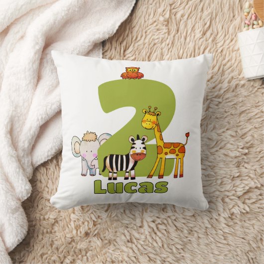 Twee Wilde Safari Dieren 2e Verjaardag Aangepaste Kussen (Deken)