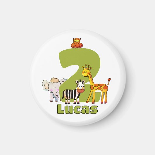 Twee Wilde Safari Dieren 2e Verjaardag Aangepaste Magneet (Voorkant)