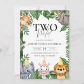 Twee Wilde Safari Dieren 2e verjaardag Foto Kaart (Voorkant)