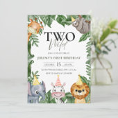 Twee Wilde Safari Dieren 2e verjaardag Foto Kaart (Staand voorkant)