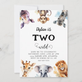 Twee Wilde Safari Dieren 2e verjaardag Kaart