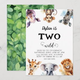 Twee Wilde Safari Dieren 2e verjaardag Kaart