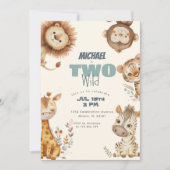 Twee Wilde Safari Dieren 2e verjaardag Kaart (Voorkant)