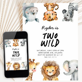 Twee Wilde Safari Dieren 2e Verjaardag Kaart