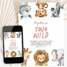 Twee Wilde Safari Dieren 2e Verjaardag Kaart