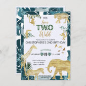 Twee Wilde Safari Dieren 2e verjaardag Kaart (Voorkant / Achterkant)