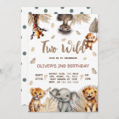 Twee Wilde Safari Dieren 2e verjaardag Kaart (Voorkant / Achterkant)