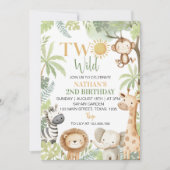 Twee wilde Safari-dieren 2e verjaardag Kaart (Voorkant)