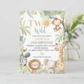 Twee wilde Safari-dieren 2e verjaardag Kaart (Staand voorkant)