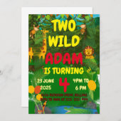 Twee Wilde Safari Dieren 2e verjaardag Kaart (Voorkant / Achterkant)