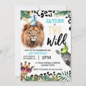 Twee wilde safari dieren 2e verjaardag partij kaart (Voorkant)