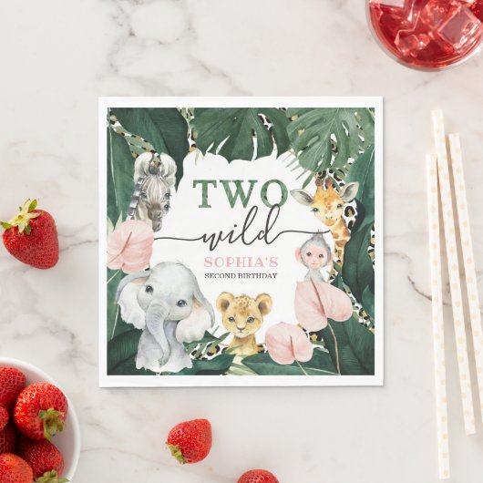 Twee wilde safari dieren 2e verjaardag servetten (Insitu)