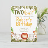 Twee wilde Safari dieren 2e verjaardag uitnodiging (Staand voorkant)