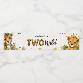 Twee wilde safari-dieren 2e verjaardag waterfles etiket