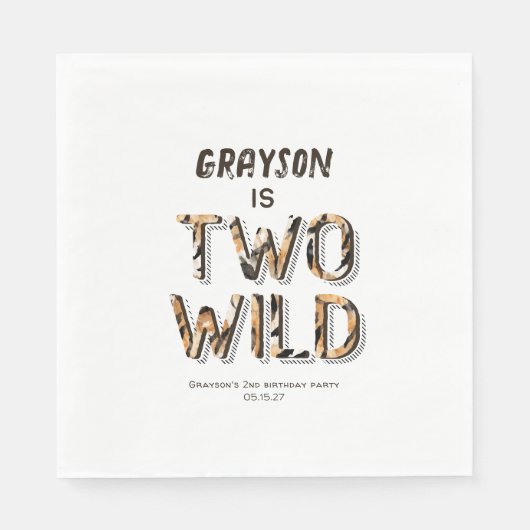 Twee wilde Safari Dieren baby boy 2e verjaardag Servet (Voorkant)