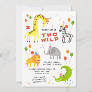 Twee wilde safari-dieren foto QR-code 2e verjaarda Kaart