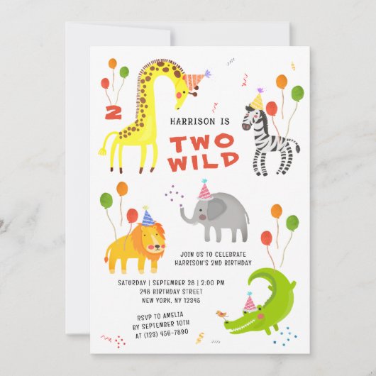 Twee wilde safari-dieren foto QR-code 2e verjaarda Kaart (Voorkant)