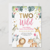 Twee wilde Safari Dieren Girl Birthday Kaart (Voorkant)