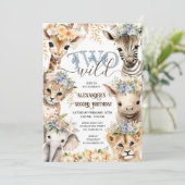 TWEE Wilde Safari Dieren Jongen 2e Verjaardag Kaart (Staand voorkant)