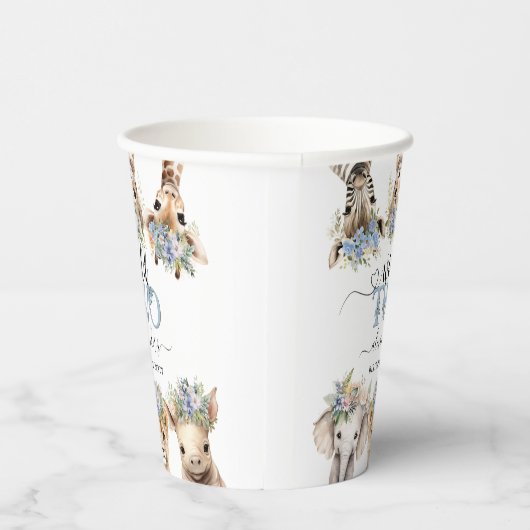 Twee Wilde Safari Dieren Jongen 2e Verjaardag Papi Papieren Bekers (Rechts)