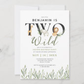 Twee wilde Safari Dieren Jongen 2e Verjaardagsfees Kaart (Voorkant)