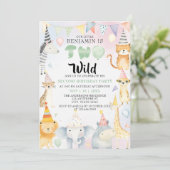 Twee wilde Safari Dieren Jongen 2e Verjaardagsfees Kaart (Staand voorkant)