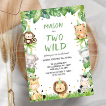 Twee Wilde Safari Dieren Jungle Kids Verjaardag