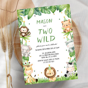 Twee Wilde Safari Dieren Jungle Kids Verjaardag Kaart