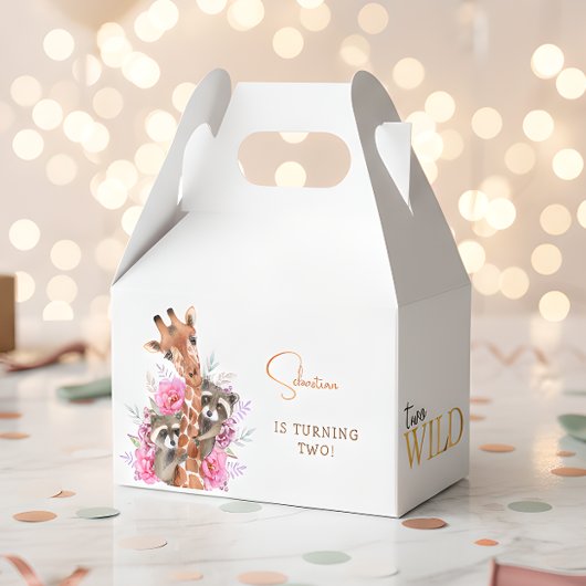 Twee wilde safari dieren kinderen verjaardagsfeest bedankdoosjes