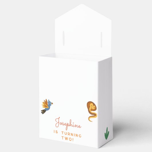 Twee wilde safari dieren kinderen verjaardagsfeest bedankdoosjes (Geopend)