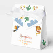 Twee wilde safari dieren kinderen verjaardagsfeest bedankdoosjes (Voorkant Zijde)