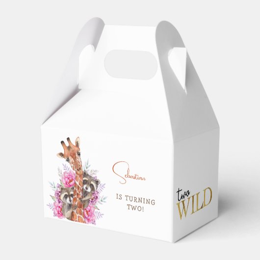 Twee wilde safari dieren kinderen verjaardagsfeest bedankdoosjes (Achterkant)