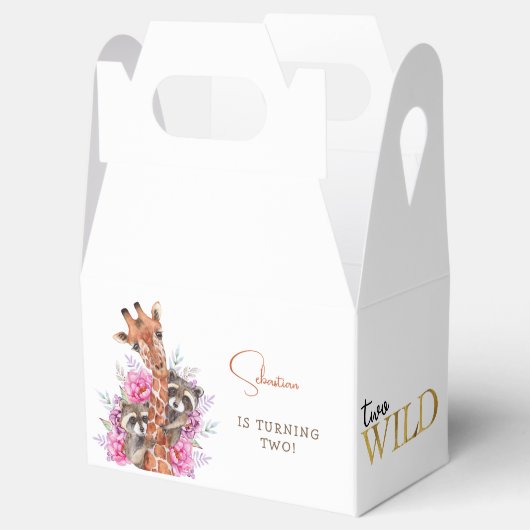 Twee wilde safari dieren kinderen verjaardagsfeest bedankdoosjes (Geopend)