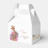 Twee wilde safari dieren kinderen verjaardagsfeest bedankdoosjes (Voorkant Zijde)