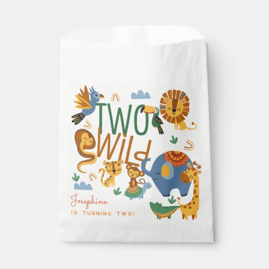 Twee wilde safari dieren kinderen verjaardagsfeest bedankzakje (Voorkant)