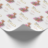 Twee wilde safari dieren kinderen verjaardagsfeest cadeaupapier (Hoek)