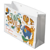 Twee wilde safari dieren kinderen verjaardagsfeest groot cadeauzakje (Voorkant Gekanteld)