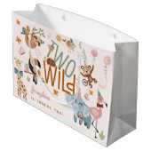 Twee wilde safari dieren kinderen verjaardagsfeest groot cadeauzakje (Achterkant Gekanteld)