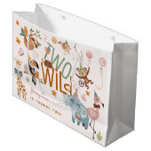 Twee wilde safari dieren kinderen verjaardagsfeest groot cadeauzakje (Voorkant Gekanteld)