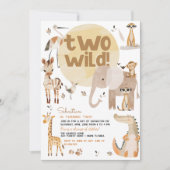Twee wilde safari dieren kinderen verjaardagsfeest kaart (Voorkant)