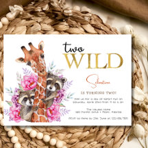 Twee wilde safari dieren kinderen verjaardagsfeest