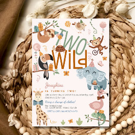 Twee wilde safari dieren kinderen verjaardagsfeest kaart