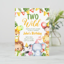 Twee Wilde Safari Dieren Kinderen Verjaardagsfeest Kaart