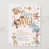 Twee wilde safari dieren kinderen verjaardagsfeest kaart (Voorkant)