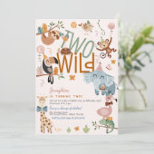 Twee wilde safari dieren kinderen verjaardagsfeest kaart (Staand voorkant)