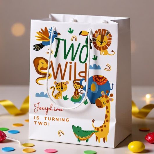 Twee wilde safari dieren kinderen verjaardagsfeest medium cadeauzakje