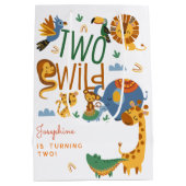 Twee wilde safari dieren kinderen verjaardagsfeest medium cadeauzakje (Achterkant)