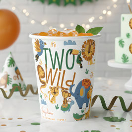 Twee wilde safari dieren kinderen verjaardagsfeest papieren bekers
